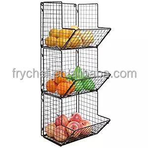 Rustico In Metallo Filo di 3 Tier Parete della Cucina di Frutta Produrre Bin Rack/Bagno Asciugamano Cestini/Organizzatore di File Cremagliera - Product Image 2