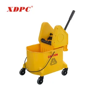 Commerciële Schoonmaken Polypropyleen Pp Plastic Geel Mop Squeezer Mand Emmer Trolley Kar Met Wringer