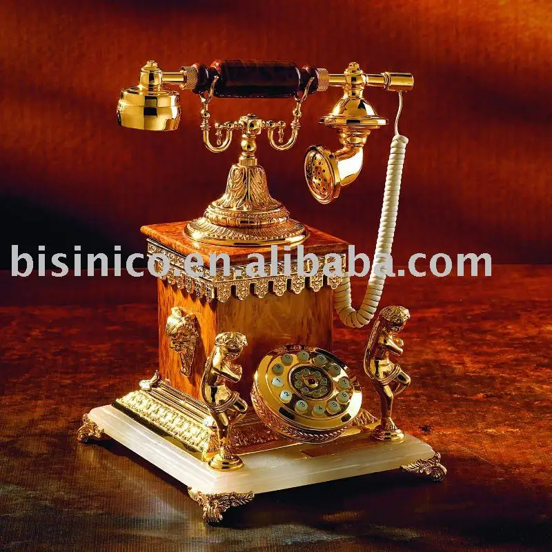 european style telephone, bronze with gold 24 telephone
