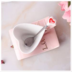 Divertente tazza di <span class=keywords><strong>caffè</strong></span> e piattino di tre pezzi a forma di cuore regalo di amanti amore tazza di ceramica - Product Image 5