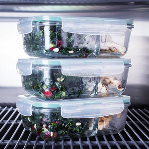 2-Compartment Glass Food Container with <strong>Snap</strong> Storage Jar for <strong>Kitchen</strong> Microwavable Use - Product Image 2