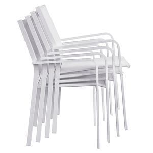 Moderno Blanco 5 piezas Patio Café Comedor Muebles Jardín al aire libre Porche <span class=keywords><strong>Mesa</strong></span> de aluminio <span class=keywords><strong>y</strong></span> <span class=keywords><strong>sillas</strong></span> de <span class=keywords><strong>4</strong></span> plazas Set - Product Image 6
