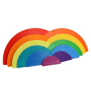 Blok bangunan papan pelangi Puzzle bersarang kayu kreatif - Product Image 2