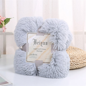 PV Sang Trọng Sofa Ném Chăn 2 Lớp Tóc Dài Tùy Chỉnh Kích Thước Sang Trọng Đồng Bằng Rắn Mùa Đông Siêu Mềm Faux Lông Cừu 100% Polyester - Product Image 3