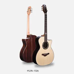 HUN-1SA 40 인치 GA Cutaway 6 문자열 제작 솔리드 스프루스 탑 Acuoustic 기타