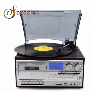 Lecteur de disques vinyles multi-audio DESONIC, tourne-disque vintage, lecteur de CD et de cassettes, radio AM/FM, <span class=keywords><strong>enregistreur</strong></span> <span class=keywords><strong>USB</strong></span>, entrée auxiliaire, sortie RCA - Product Image 1