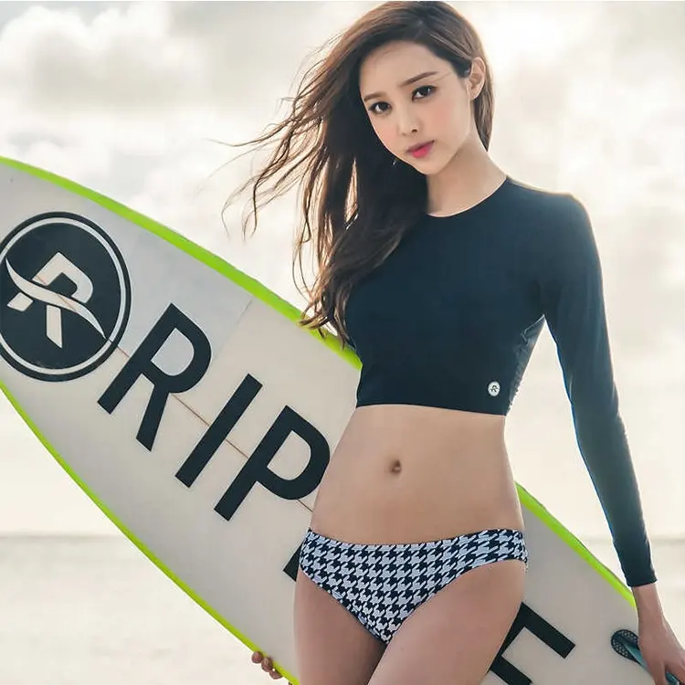 Nova chegada meninas mulheres manga comprida rashguards três peças novo surf ternos