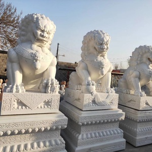 Hu Nan <strong>White</strong> Marble Feng Shui Large Sitting Foo <strong>Dog</strong> <strong>Statues</strong> For Sale
