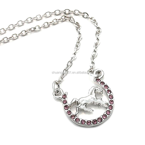 Moda Metal Rosa cristal caballo <span class=keywords><strong>Mustang</strong></span> Pony herradura collares Animal joyería personalizada - Product Image 2