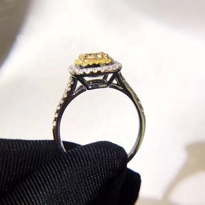 Custom 18k White Gold <strong>Wedding</strong> <strong>Ring</strong> <strong>Cushion</strong> Cut Yellow Moissanite <strong>Ring</strong> - Product Image 3