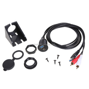 Extension AUX RCA paire torsadée montage encastré mâle à <span class=keywords><strong>femelle</strong></span> <span class=keywords><strong>Audio</strong></span> voiture style tableau de bord panneau câble pour haut-parleur Application - Product Image 1