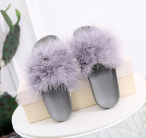 Suelas planas para exteriores a la moda, zapatillas de plumas con punta abierta para mujer, 2018 - Product Image 3
