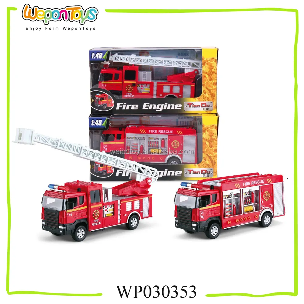 1:48 Schaal Pull Back Brandweerwagen Vrachtwagen Met Geluid Metalen Truck Speelgoed Voor Kids Vuilniswagen Speelgoed