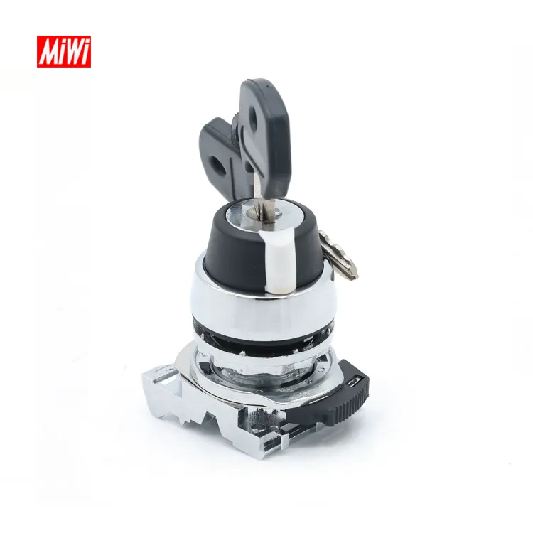 MiWi Cheap Price Metal Material 10A Black Key Lock Push Button Switch