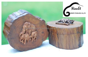 Modelo de Elefante Tallado a Mano en Madera de Teca, Arte Folclórico de Tailandia, Obra de Arte Coleccionable - Product Image 3