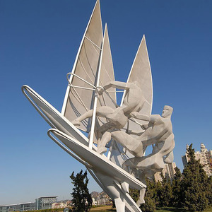 Sculpture en acier inoxydable creuse à thème sportif pour stade, jardin, parc - Product Image 4