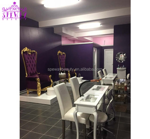 Chaise de massage des pieds spa pédicure avec lavabo blanc pour trône princesse manucure moderne et professionnelle de luxe violet - Product Image 2