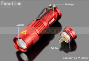 Linterna LED de enfoque con zoom, 365nm, UV, 3W, luz púrpura - Product Image 3