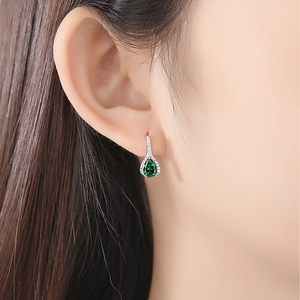 Czcity brincos de prata da noiva 925, brincos com pedra preciosa esmeralda e safira, joias femininas - Product Image 3