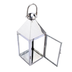 Grand bougeoir en verre en acier inoxydable personnalisé pour jardin Ensembles de lanternes de mariage Décoration de Noël funéraire décorative Lanternes en or - Product Image 2