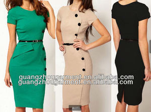 más <span class=keywords><strong>el</strong></span> tamaño de las mujeres de moda top v- cuello corto de manga botón de la cintura delgada <span class=keywords><strong>meneo</strong></span> bodycon lápiz vestido - Product Image 1