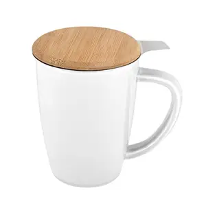 Пользовательский логотип, керамическая чайная кружка с бамбуковой крышкой