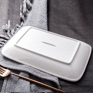 Hersteller Benutzer definiertes Logo Bankett Bright White Dining Food Serviert eller Deep <span class=keywords><strong>Ceramic</strong></span> Recta ngular <span class=keywords><strong>Plate</strong></span> - Product Image 4