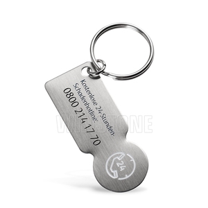 Supermarket Souvenir Environmentally Friendly Stainless Steel Keychain Token Printed Shopping <strong>Trolley</strong> <strong>Coin</strong> Brushed Finish Silk - Product Image 4