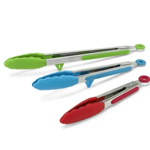 Pack 3pcs set Silicone Kitchen food tongs best for bread cake sushi spaghetti all kind food