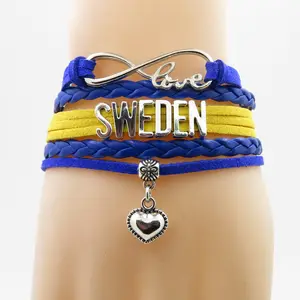 Bracelet infini d'amour, nouveauté, perles en forme de cœur, style indonésien, PORTUGAL, suède, bélarusse, JORDAN, belgique, drapeau