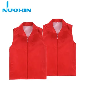 Nuoxin เสื้อกั๊กซิปเปอร์มาร์เก็ตสีแดง,สำหรับเสมียนเครื่องแบบ