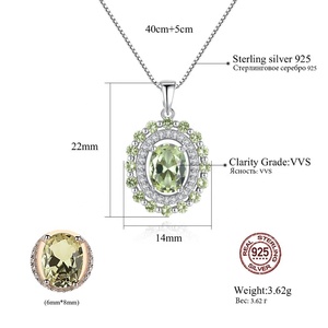 CZCITY forma <span class=keywords><strong>Oval</strong></span> verde oliva de topacio de plata esterlina 925 colgante de collar para las mujeres regalo de joyería fina - Product Image 2