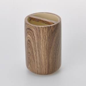 Soporte de cepillo de dientes contemporáneo con patrón de madera de cilindro de polietileno de alta calidad ecológico marrón barato - Product Image 1