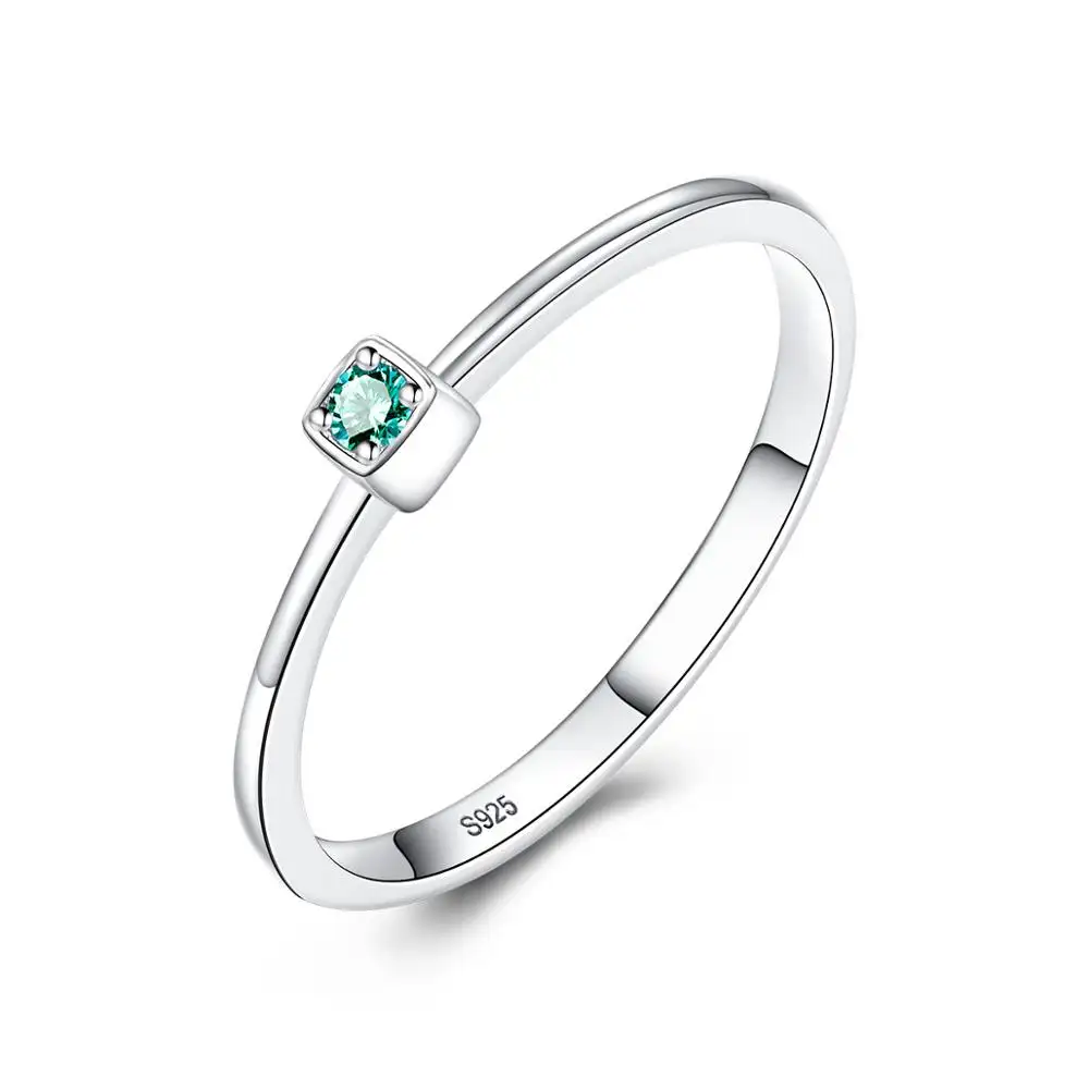 CZCITY Bezel Setting Emerald Thin Gemstone Diamond Engagement Rings Women Elegant Cute Rings Jewelry