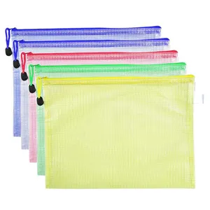 Kantoorbenodigdheden B4 size clear pvc mesh zip document bestand zak met nylon rits