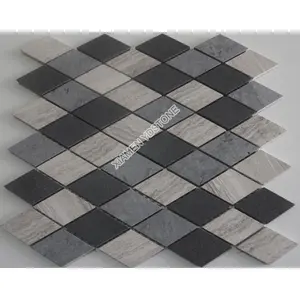 Natural marble granite grey rhombus rhomboid diamond mosaic tile