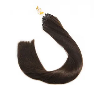 Micro Bead-extensiones de cabello, color marrón oscuro, 100% Real, Remy Loop, Micro anillo, cabello humano