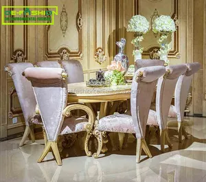 出售木制雕刻椭圆形餐桌与顶级手绘画餐厅二手家具