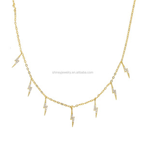 Flash Cz lightning Charm Necklace Gold Plated <strong>Summer</strong> Beach Design Chain Statement <strong>Jewelry</strong> - Product Image 3