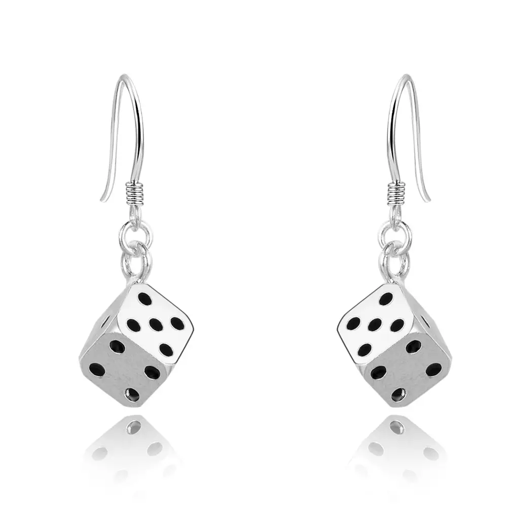 Special New Design Dice Drop Pendant Earrings Women Fashion 925 Sterling Silver Jewelry