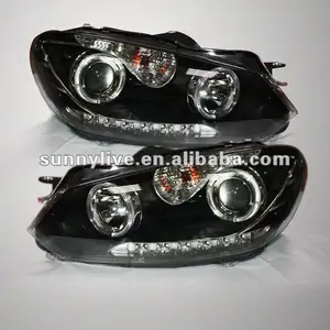 For VW Golf 6 LED Headlight Angel Eyes Bi Xenon Projector Lensに2010 12 V3