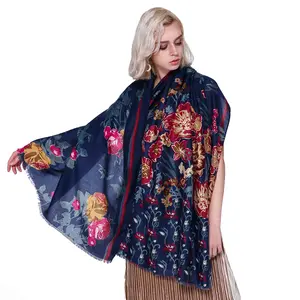 Top Quality Factory Manufacturing Custom Digital Printed 10% Cashmere 90% Modal Scarves