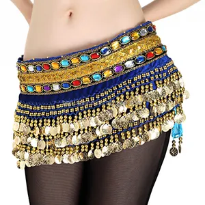 BestDance Women Belly Dance Coins Belts Dancing Hip Scarf Wrap Coins Skirt for Zumba Dancing OEM