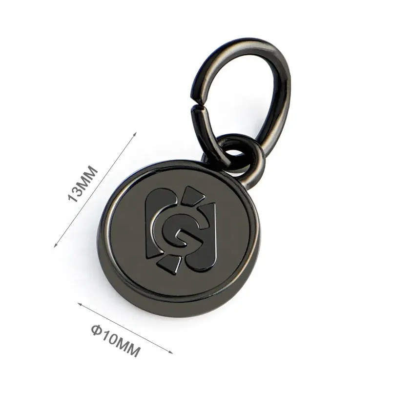 Mode benutzer definierte Schmuck Tags mit geprägtem Logo, runde Metalls chmuck Logo Charms