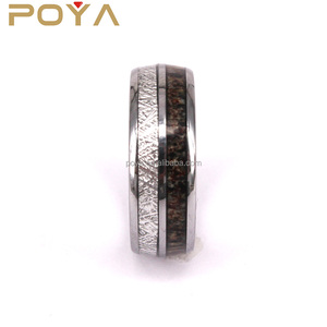 Poya joyería <span class=keywords><strong>del</strong></span> tungsteno de los hombres <span class=keywords><strong>real</strong></span> Antler ELK y imitado meteorito incrustaciones Anillos De Compromiso anillo - Product Image 5
