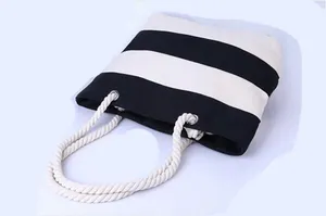 Ladies Large Shoulder Bag Totes Casual Shopping Bags Fashion Color Stripes Printing Handbags Women Beach Canvas Bag