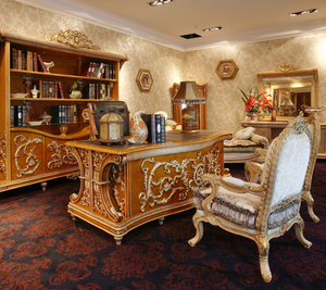 Mobili da Ufficio Dirigenziali in Stile Barocco di Lusso, Fatti a Mano, Antichi, Intarsiati, Dorati, Classici Italiani BF05-21422 - Product Image 3