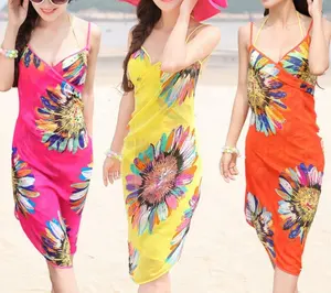 Bestdance-robe de plage en mousseline de soie pour femmes, Sexy, Cover-Up pour Bikini, Sarong, paréo