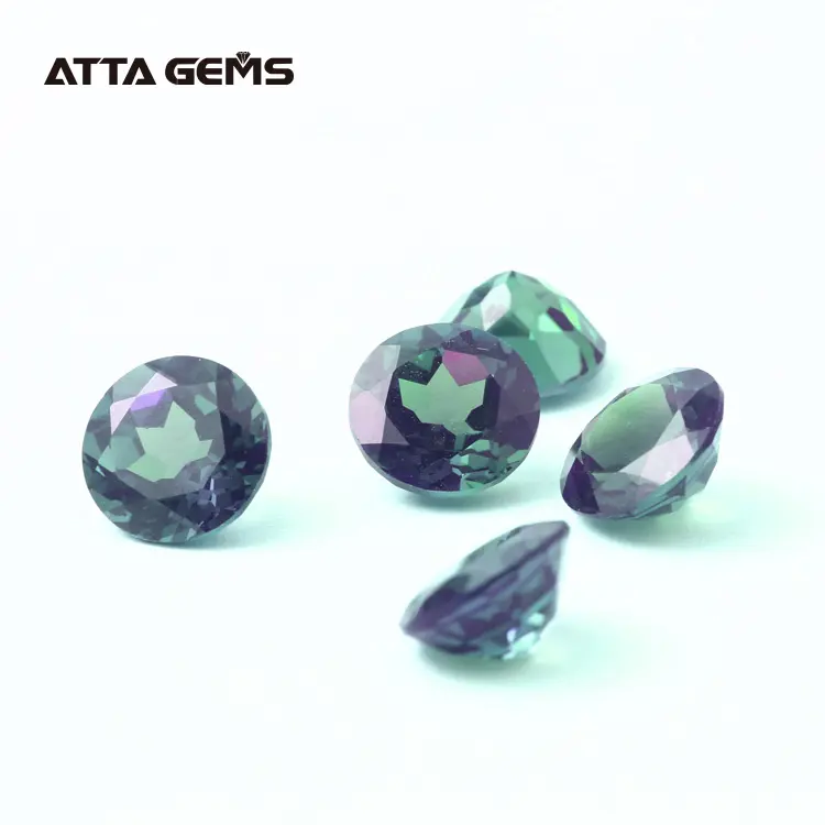 ATTA GEMS Round Brilliant Cut 7x7mm lab created alexandrite crystals gemstones for sale