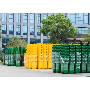 चीन 2 व्हील डॉली औद्योगिक आउटडोर प्लास्टिक कचरा अपशिष्ट कचरा डंप डिब्बे के साथ ट्राली गाड़ी पहियों